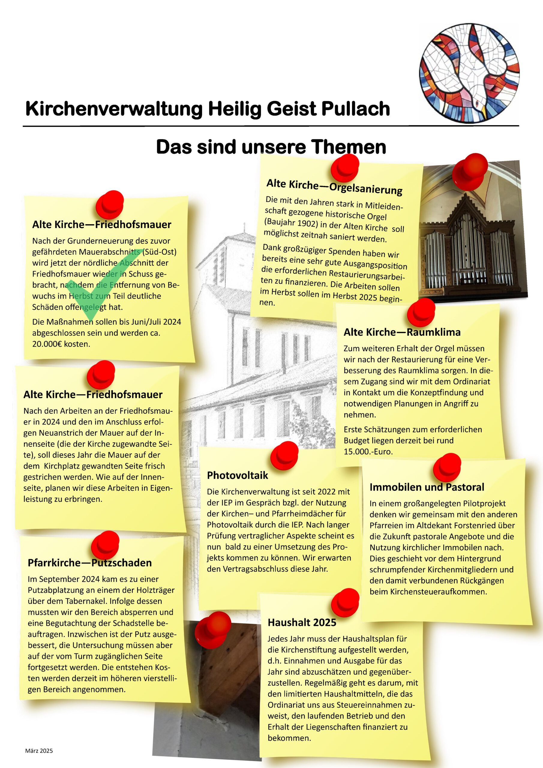 Aktuelle Themen der Kirchenverwaltung Hl. Geist Pullach